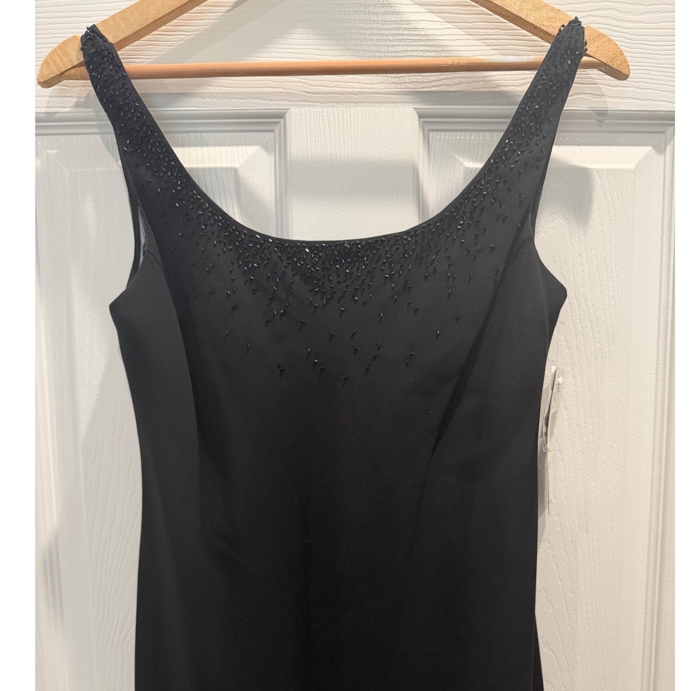 Classic Cocktail Dress Black Beaded Cowl Back Midi Dress 10 Timeless LBD Formal